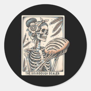 Sourdough Brood Tarotkaart Skelet Huisvrouw Baki Ronde Sticker