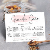 Sourdough Granola Care Kaart Modern Roze Waterverf Visitekaartje