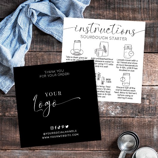 Sourdough Starter Instructies Minimaal Logo Brood Vierkante Visitekaartje