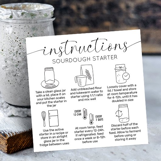 Sourdough Starter Instructies Minimaal Logo Brood Vierkante Visitekaartje