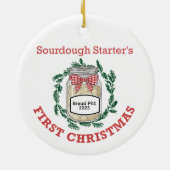 Sourdough Starter's First Christmas Add Name Keramisch Ornament (Achterkant)