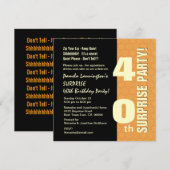 SOURPRISE 40ste jaar Birthday Gold en Black W577 Kaart (Voorkant / Achterkant)