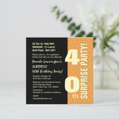 SOURPRISE 40ste jaar Birthday Gold en Black W577 Kaart (Staand voorkant)