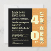 SOURPRISE 40ste jaar Birthday Gold en Black W577 Kaart (Voorkant)
