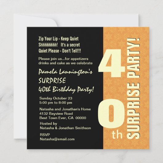 SOURPRISE 40ste jaar Birthday Gold en Black W577 Kaart (Voorkant)