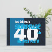 SOURPRISE 40th Birthday Modern Blue W566A Kaart (Staand voorkant)