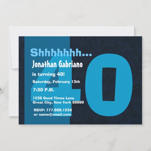 SOURPRISE 40th Birthday Modern Blue W566A Kaart (Achterkant)