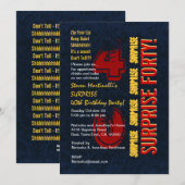 SOURPRISE 40th Modern Birthday Red Gold Blue Kaart (Voorkant / Achterkant)