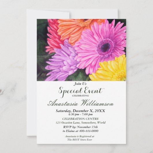 SOURPRISE CELEBRATION PARTIJ EFENT INVITE KAART (Voorkant)