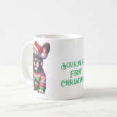 Sourpug Kerst lelijke trui Koffiemok (Voorkant links)