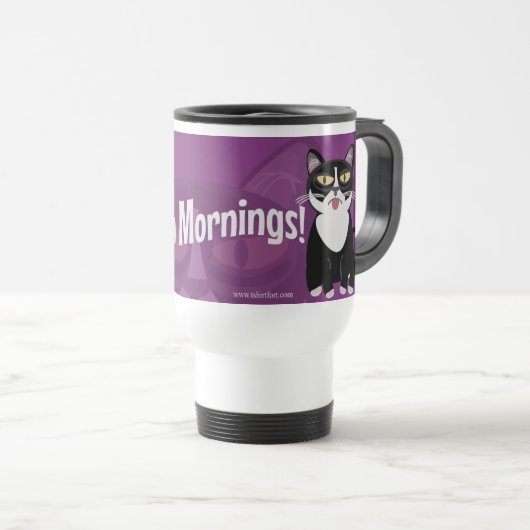 Sourpuss Anti Mornings Funny Cat Design Reisbeker (Voorkant rechts)