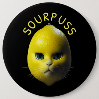 Sourpuss Funny Lemon Cat Lover Humor Ronde Button 6,0 Cm