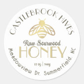 Sourwood Honing Metallic Gold Honeybee Icon Ronde Sticker (Voorkant)