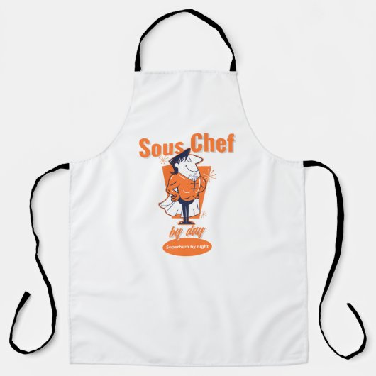 Sous Chef by Day, superheld bij nacht Schort (Voorkant)