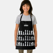 Sous Chef Chess Piece Zwart Wit Kind Schort (Insitu)