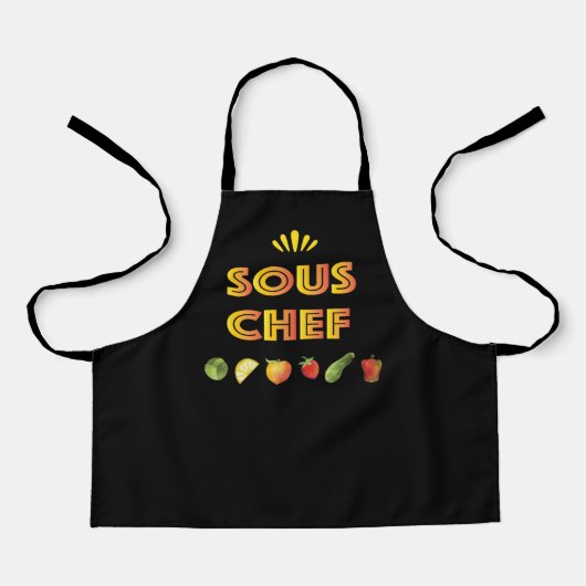 Sous Chef fun design met groenten en fruit Schort (Voorkant)