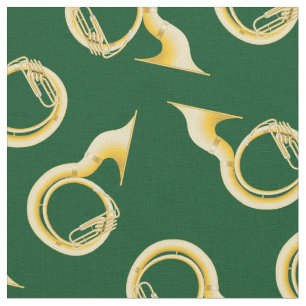 Sousafon Tuba Muziek Musicus Kamer Decoratie Groen Stof