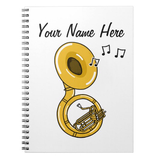 Sousaphone Brass Muzikant Muziek Leraar Custom Notitieboek (Voorkant)
