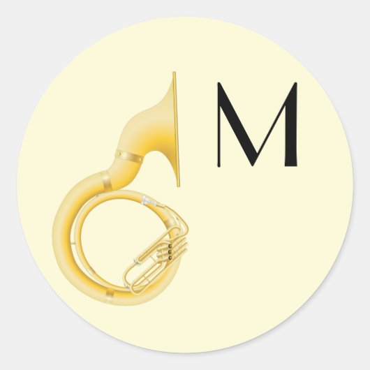 Sousaphone Marching Band Music Teacher Musician Ronde Sticker (Voorkant)