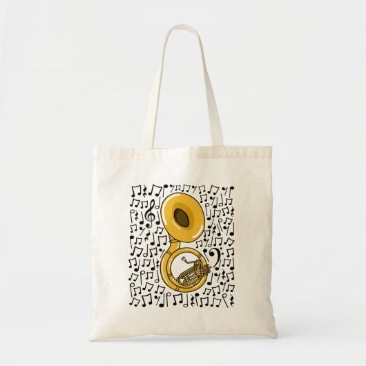 Sousaphone Musical Notes Messing Musicus Tote Bag (Voorkant)