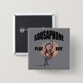 Sousaphone Play Boy Vierkante Button 5,1 Cm (Voorkant /achterkant)