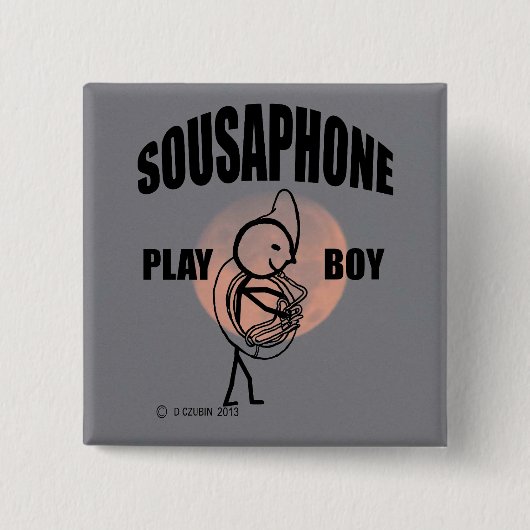 Sousaphone Play Boy Vierkante Button 5,1 Cm (Voorkant)