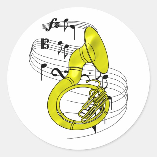 Sousaphone Ronde Sticker (Voorkant)