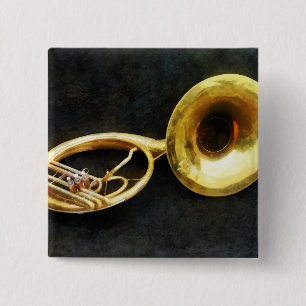 Sousaphone still Life Vierkante Button 5,1 Cm