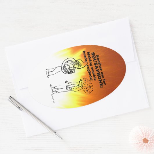 Sousaphone Zombie Explode Oval Sticker (Envelop)