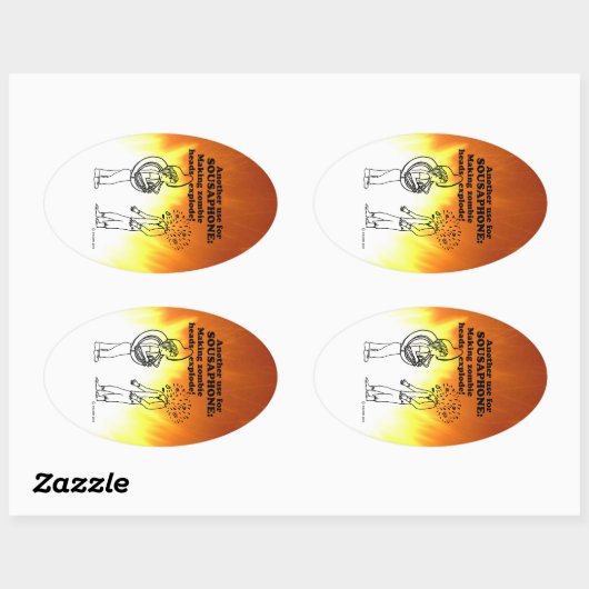 Sousaphone Zombie Explode Oval Sticker (Vel)