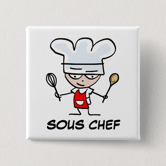 Souschef speld vierkante button 5,1 cm (Voorkant)