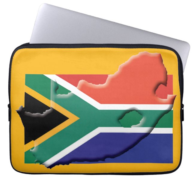 SOUTH AFRICA Flag Map Patriottic Computer YELLOW Laptop Sleeve (Voorkant)
