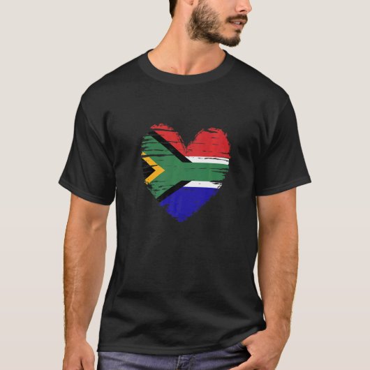 South Africa Heart South African Flag Pride T-shirt (Voorkant)