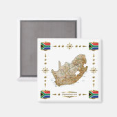 South Africa Map + Flags Magnet (Voorkant / Achterkant)