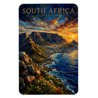 South Africa: Sunset Glow Table Mountain Art Souve Magneet
