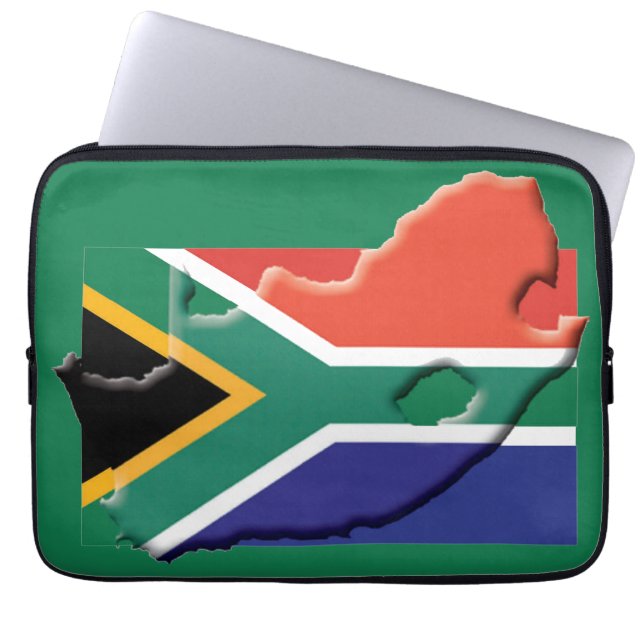 SOUTH AFRICA Vlagkaart Patriottische computer GROE Laptop Sleeve (Voorkant)