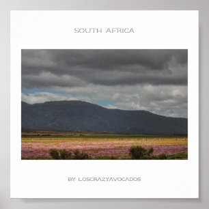 South Africa Wild Flowers Landscape Travel Poster
