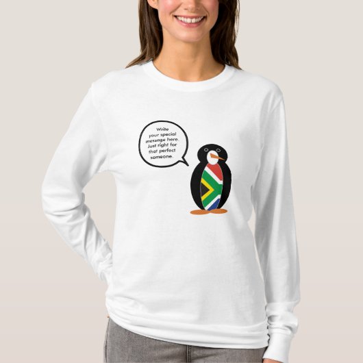 South African Talking Ms. Penguin Personalize Text T-shirt (Voorkant)