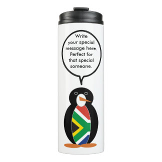 South African Talking Ms. Penguin Personalize Text Thermosbeker