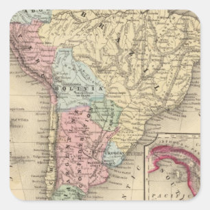 South America Map door Mitchell Vierkante Sticker