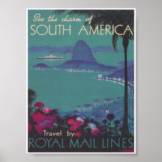 South America Vintage Travel Poster (Voorkant)