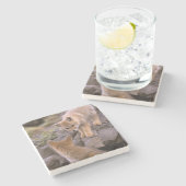 South American Gray Fox (Lycalopex griseus) pair Stenen Onderzetter (Zijkant)