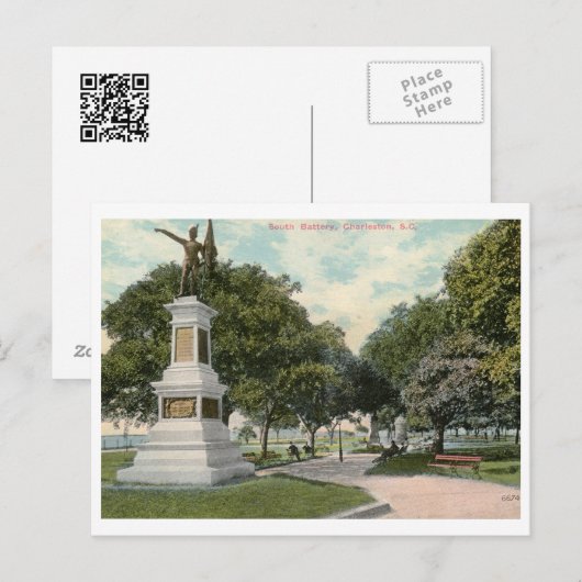 South Battery, Charleston SC 1915  Briefkaart (Voorkant / Achterkant)