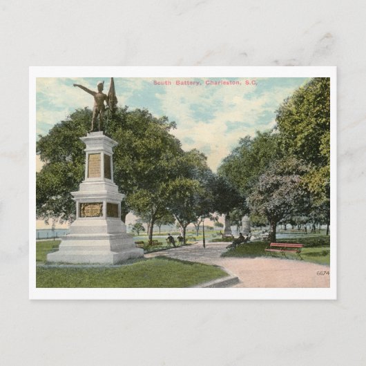 South Battery, Charleston SC 1915  Briefkaart (Voorkant)