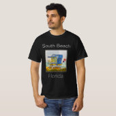 South Beach Blue Lifeguard Tower, Art Deco T-shirt (Voorkant volledig)