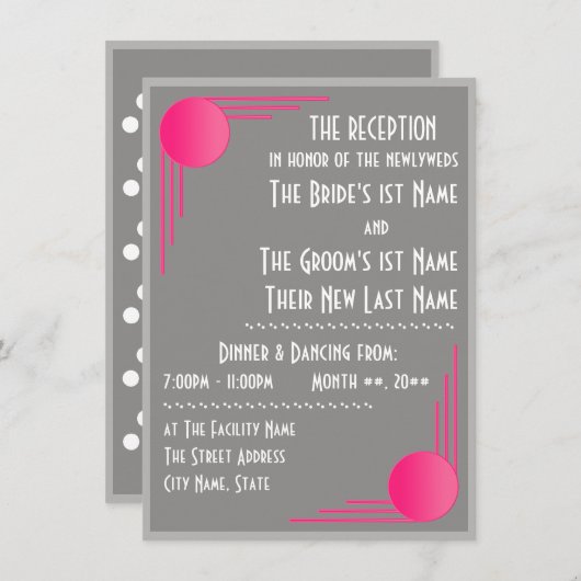 South Beach Deco Bruiloft (Ontvangst) Kaart (Voorkant / Achterkant)