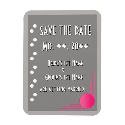 South Beach Deco bruiloft (Save the date) Magneet (Verticaal)