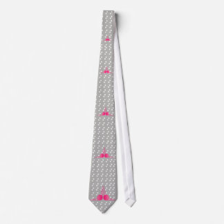 South Beach Deco (Hot Roze en Wit op Grijs) Stropdas