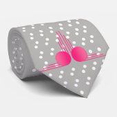 South Beach Deco (Hot Roze en Wit op Grijs) Stropdas (Opgerold)