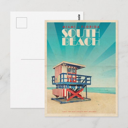  South Beach Florida Briefkaart (Voorkant / Achterkant)